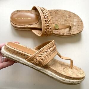 Tommy Hilfiger Braided Thong Sandals, Straw Espadrille Flat, Size 8.5 M
